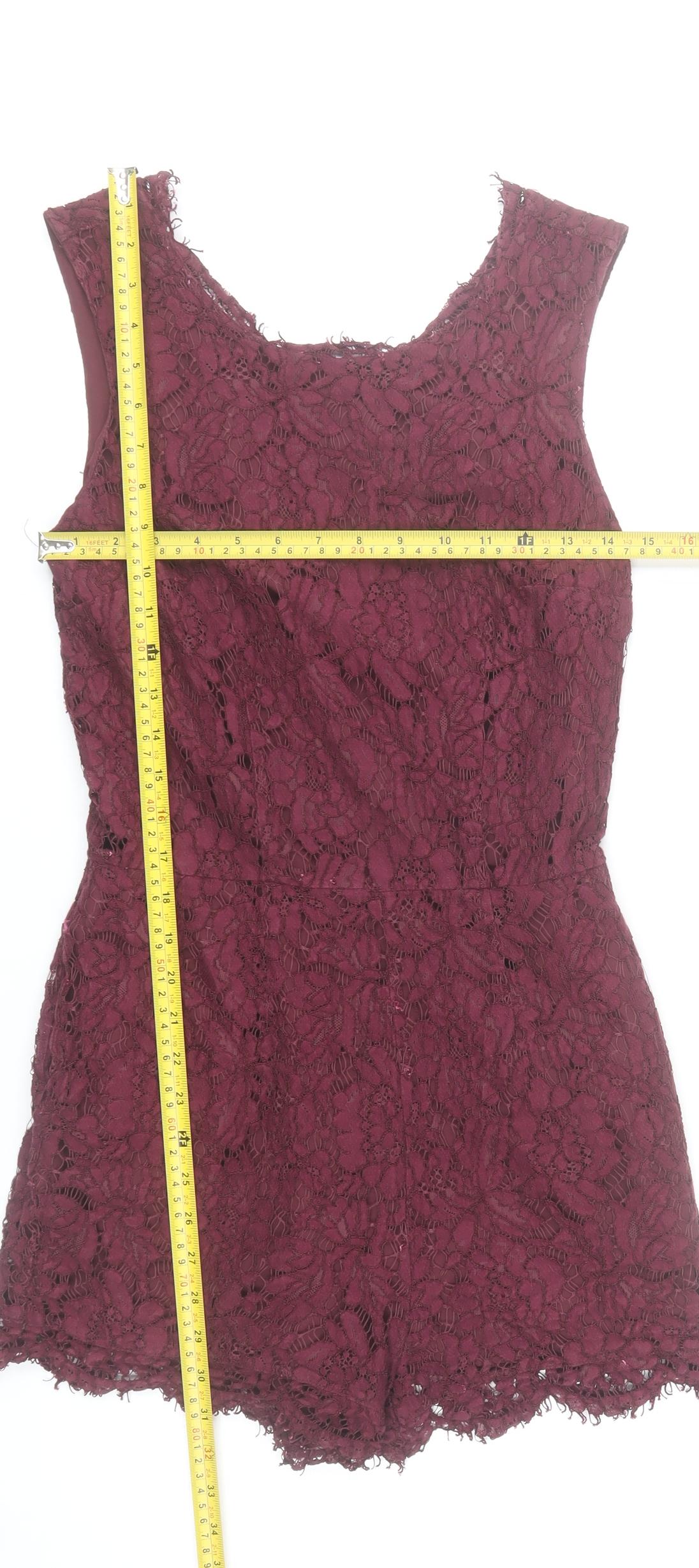 Next Women Red Lace Sleeveless Playsuit Size 10 Party Cocktail