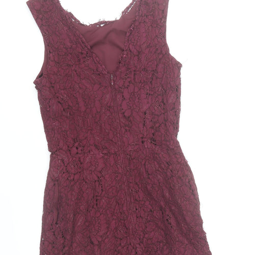 Next Women Red Lace Sleeveless Playsuit Size 10 Party Cocktail