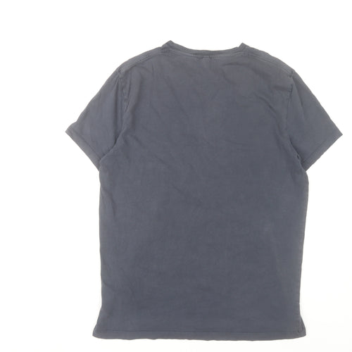 Jack Wills Men Grey Small Cotton Crew Neck Short Sleeve T-Shirt
