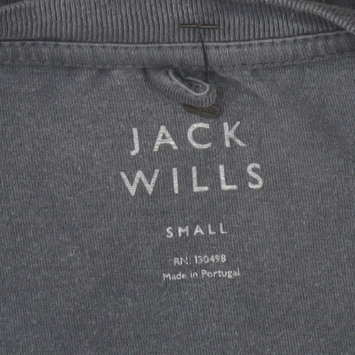 Jack Wills Men Grey Small Cotton Crew Neck Short Sleeve T-Shirt