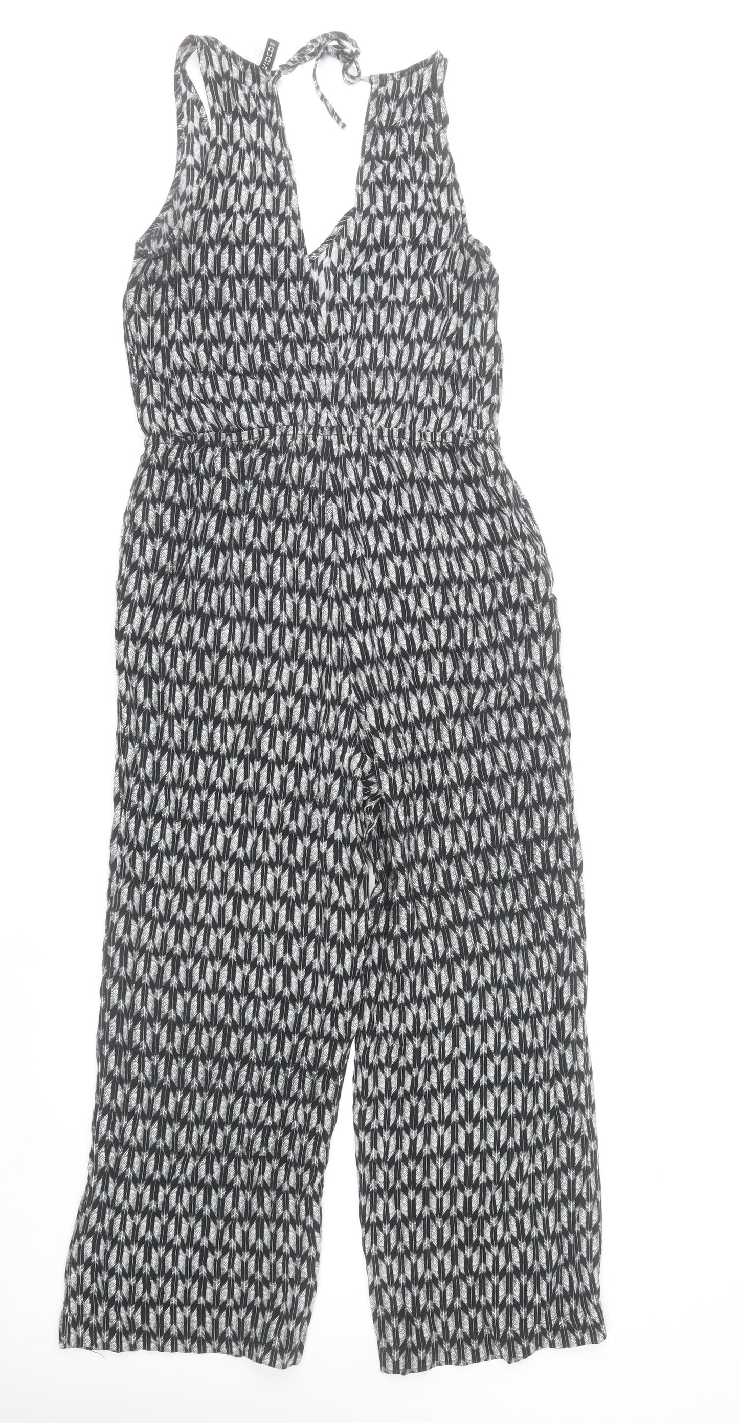 H&M Women Black Viscose Sleeveless Jumpsuit Size 10 Wide-Leg