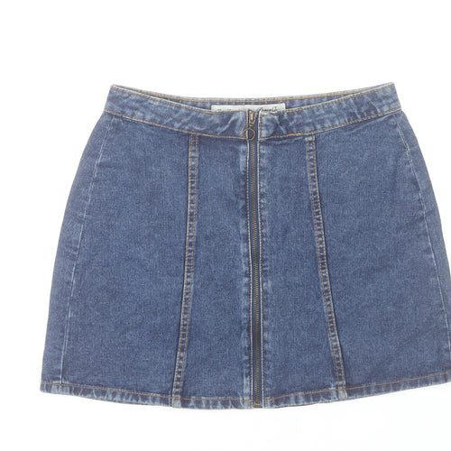 Denim Co Women Blue Size 10 Mini Denim Zip Skirt Casual