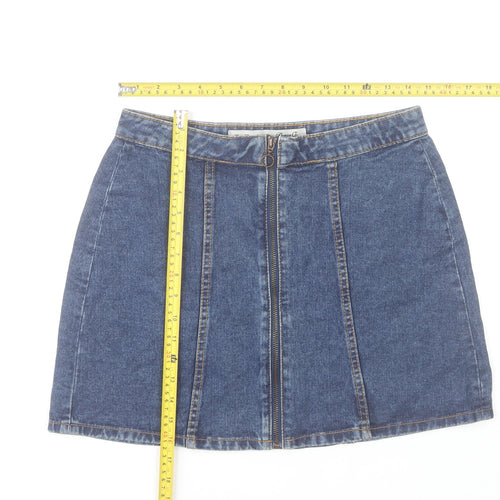 Denim Co Women Blue Size 10 Mini Denim Zip Skirt Casual
