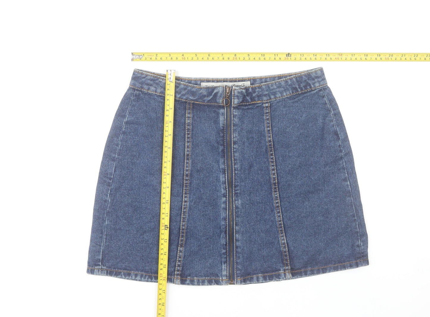 Denim Co Women Blue Size 10 Mini Denim Zip Skirt Casual