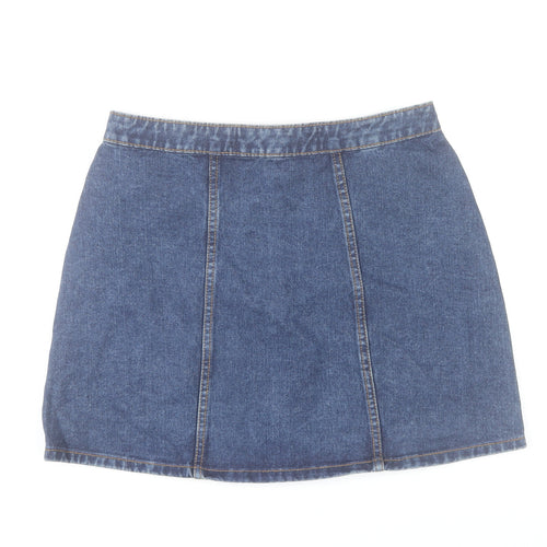 Denim Co Women Blue Size 10 Mini Denim Zip Skirt Casual