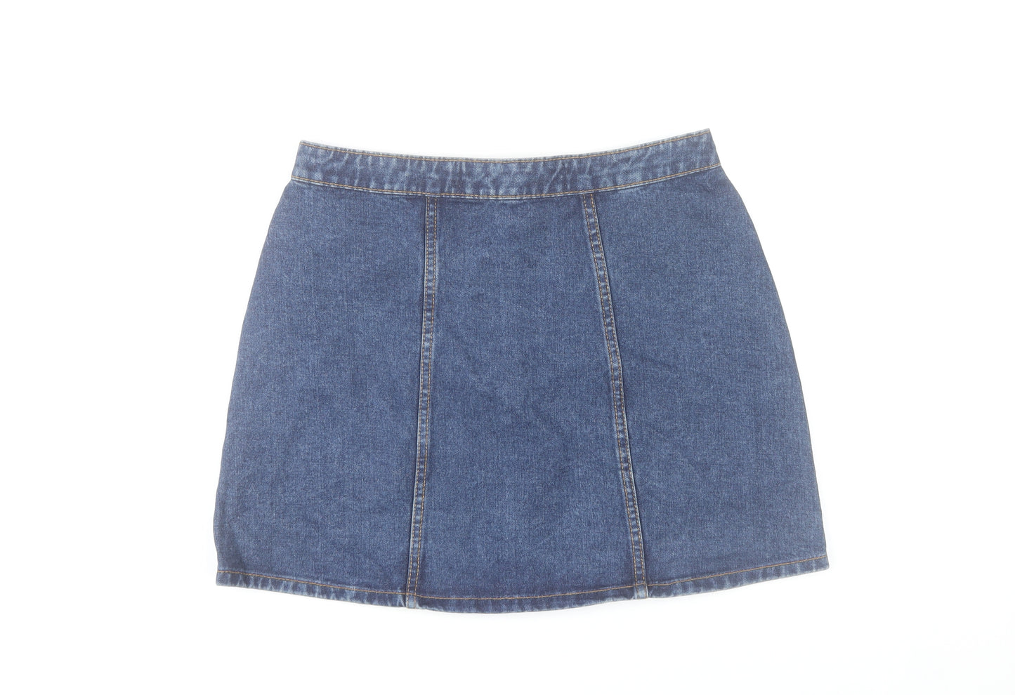 Denim Co Women Blue Size 10 Mini Denim Zip Skirt Casual