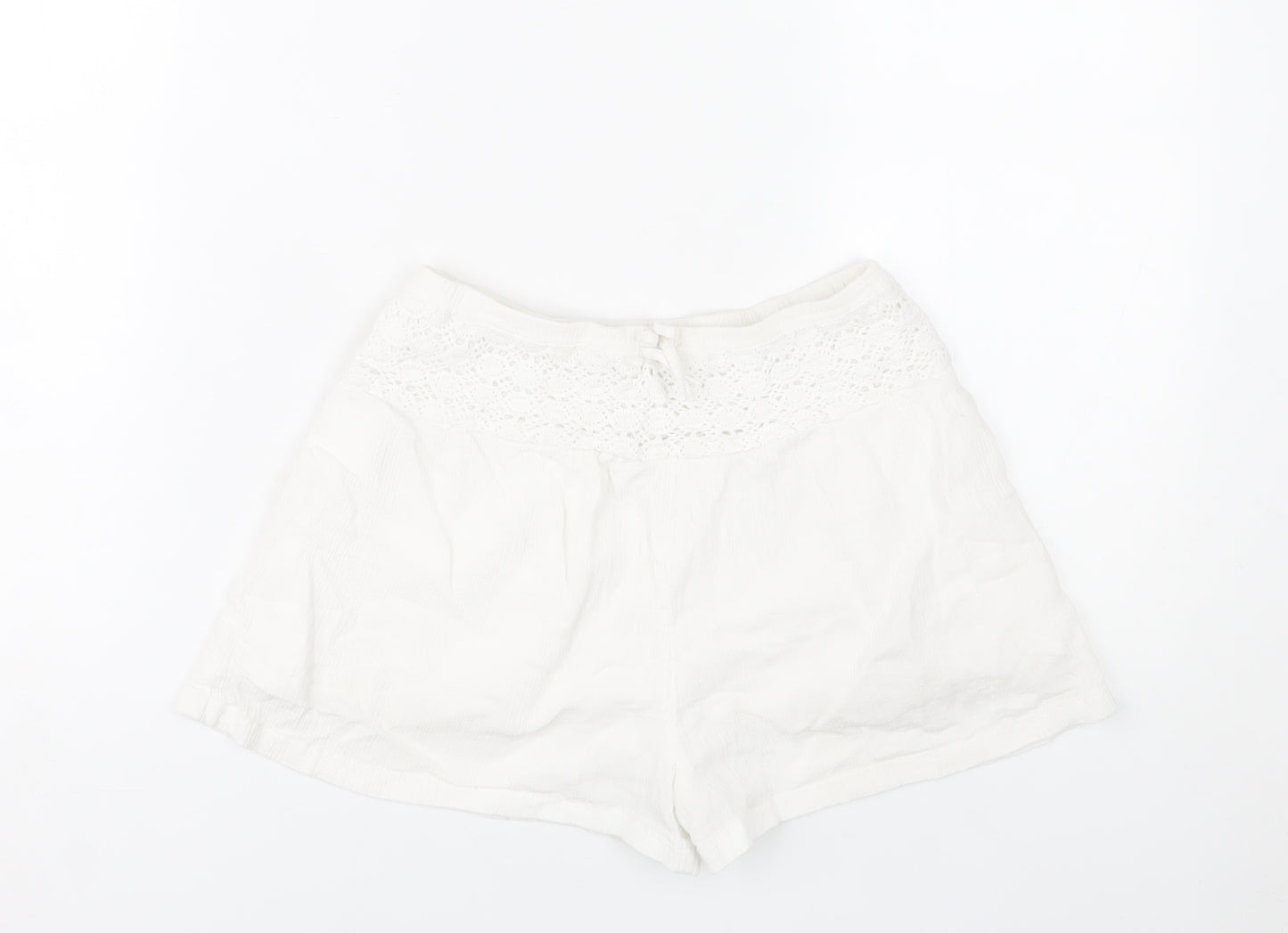 Marks and Spencer Girls White Cotton Lace Trim Shorts Size 10-11Y