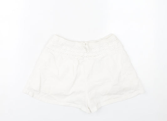 Marks and Spencer Girls White Cotton Lace Trim Shorts Size 10-11Y