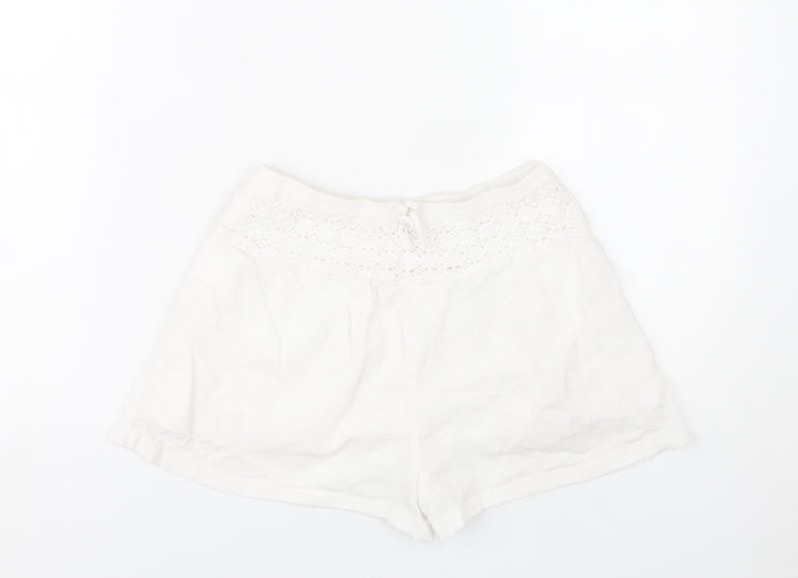 Marks and Spencer Girls White Cotton Lace Trim Shorts Size 10-11Y
