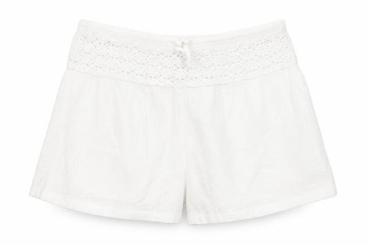 Marks and Spencer Girls White Cotton Lace Trim Shorts Size 10-11Y