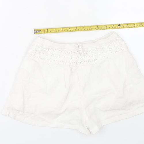 Marks and Spencer Girls White Cotton Lace Trim Shorts Size 10-11Y