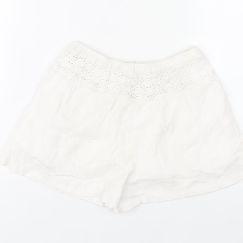 Marks and Spencer Girls White Cotton Lace Trim Shorts Size 10-11Y