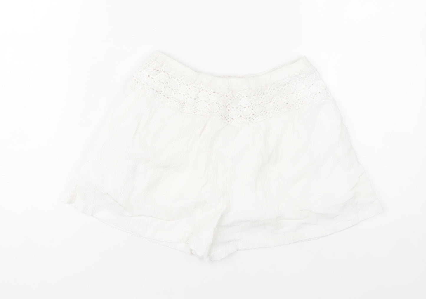 Marks and Spencer Girls White Cotton Lace Trim Shorts Size 10-11Y
