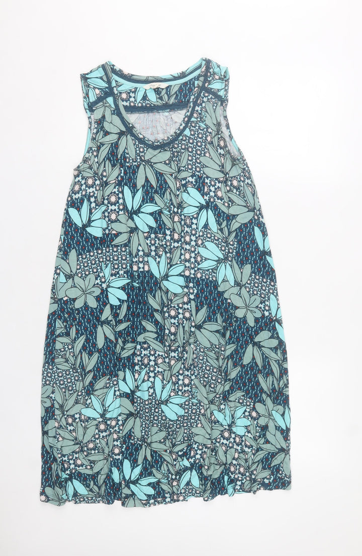 White Stuff Women’s Blue Floral Sleeveless Shift Dress UK 6