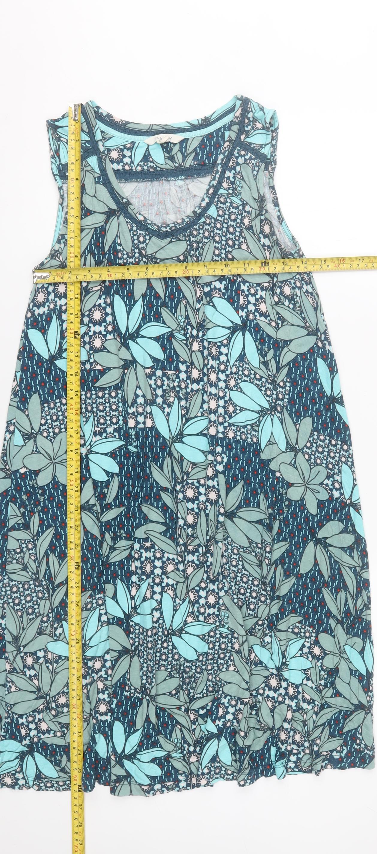 White Stuff Women’s Blue Floral Sleeveless Shift Dress UK 6