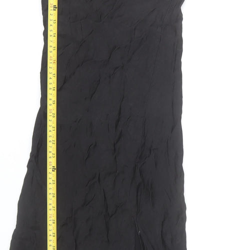 Bershka Women’s Black Viscose Slip Dress Size 8 Long Strappy
