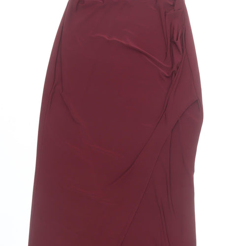 LOVE Women’s Red Size 12 Slip Maxi Dress Cowl Neck Belted
