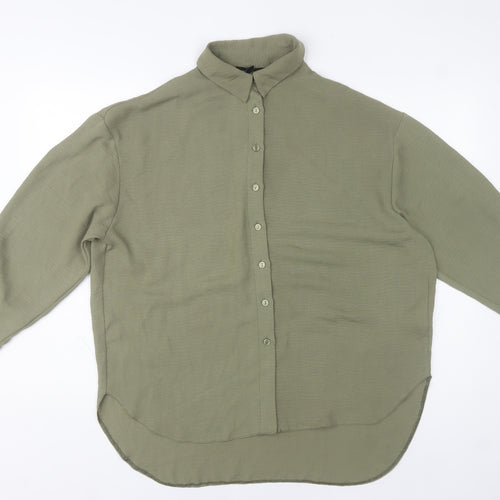 New Look Women’s Green Button-Up Shirt UK 10 Long Sleeve Polyester