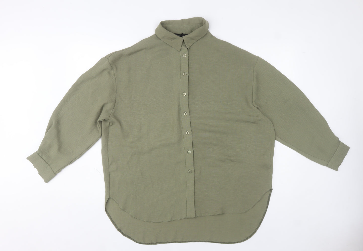 New Look Women’s Green Button-Up Shirt UK 10 Long Sleeve Polyester