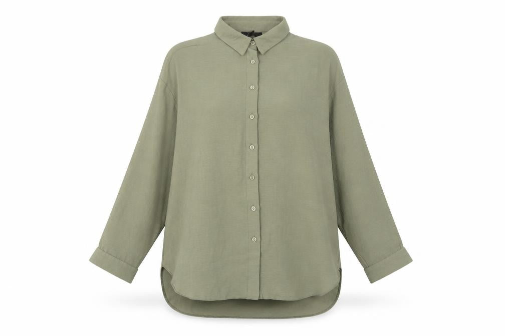 New Look Women’s Green Button-Up Shirt UK 10 Long Sleeve Polyester