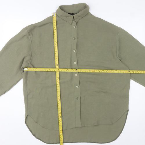 New Look Women’s Green Button-Up Shirt UK 10 Long Sleeve Polyester