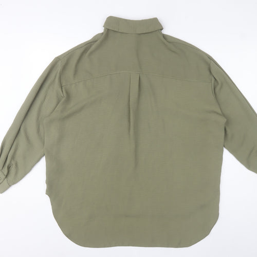 New Look Women’s Green Button-Up Shirt UK 10 Long Sleeve Polyester