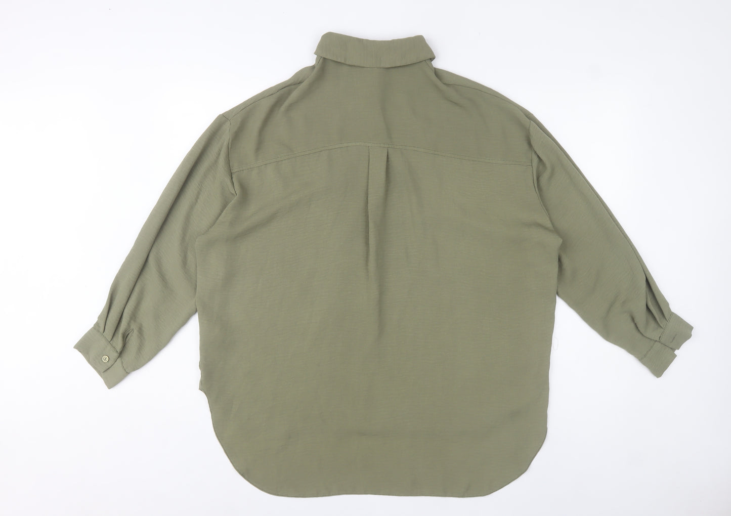 New Look Women’s Green Button-Up Shirt UK 10 Long Sleeve Polyester