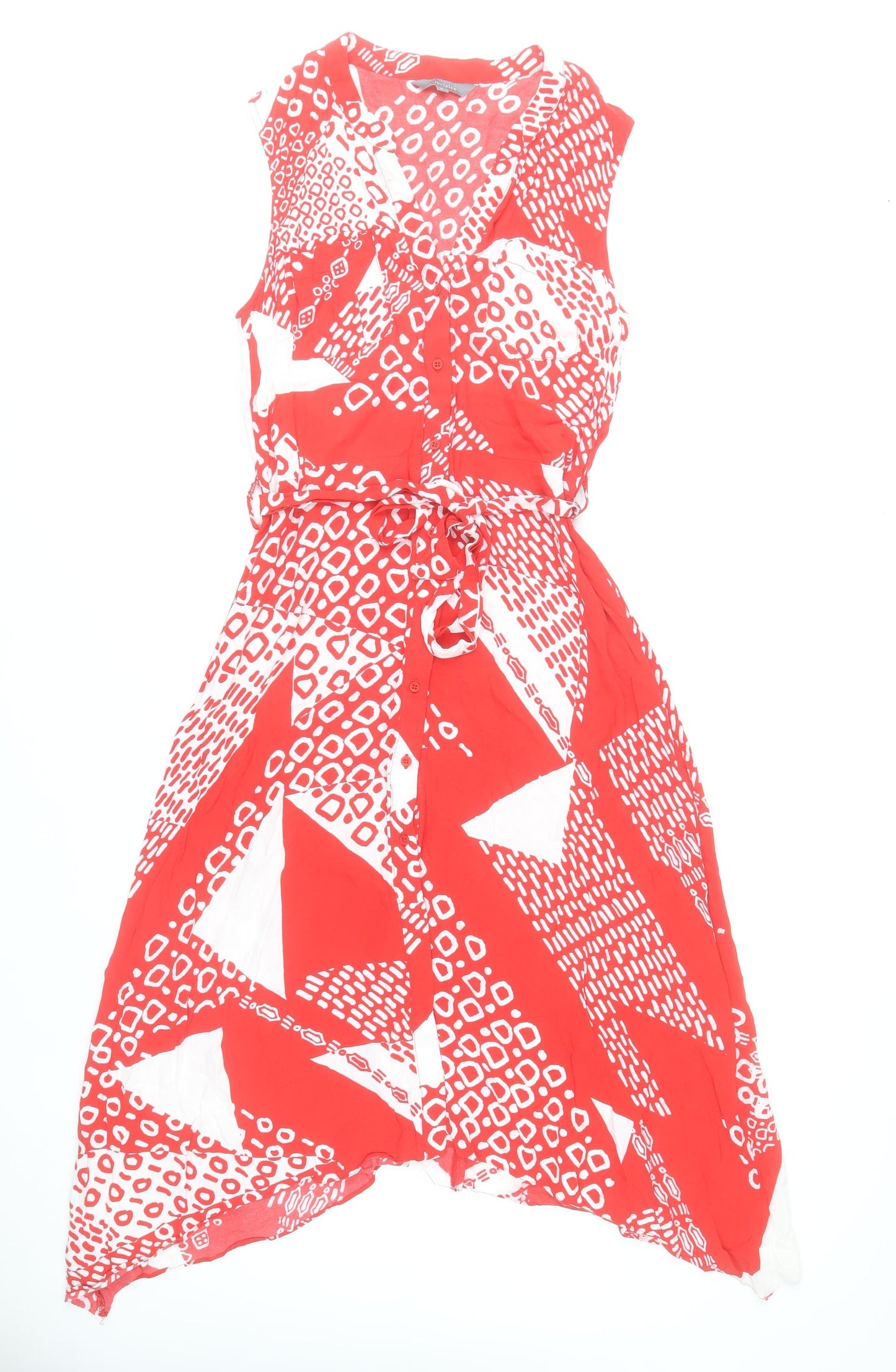 Principles Women’s Red Geometric A-Line Hi-Low Dress Size 14