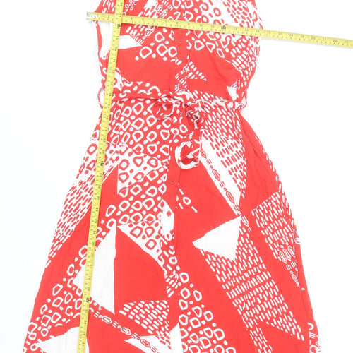Principles Women’s Red Geometric A-Line Hi-Low Dress Size 14