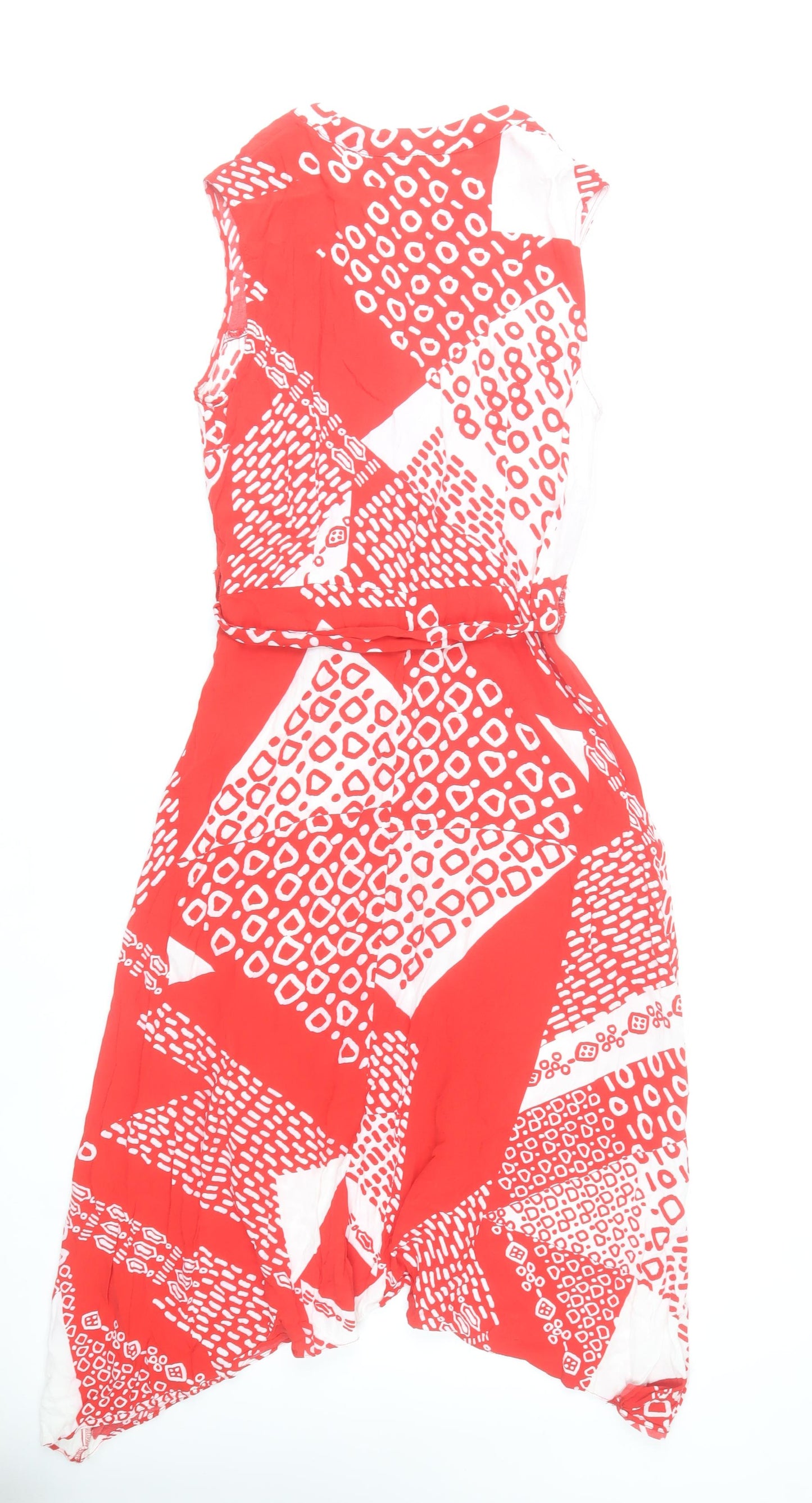 Principles Women’s Red Geometric A-Line Hi-Low Dress Size 14