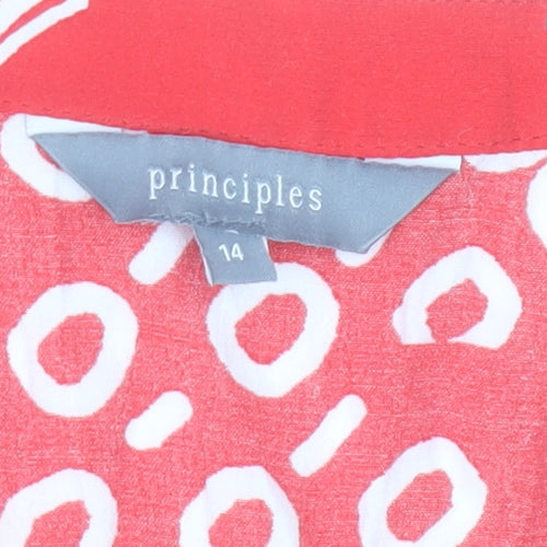 Principles Women’s Red Geometric A-Line Hi-Low Dress Size 14