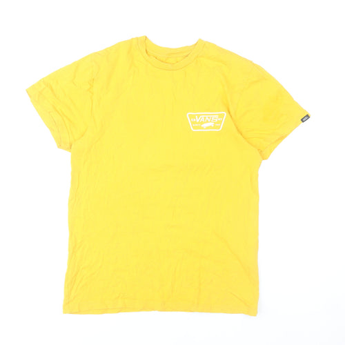 Vans Men’s Yellow Small Slim Fit Graphic Logo T-Shirt