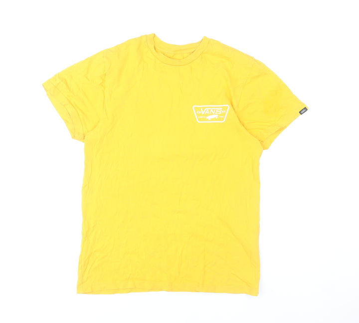 Vans Men’s Yellow Small Slim Fit Graphic Logo T-Shirt