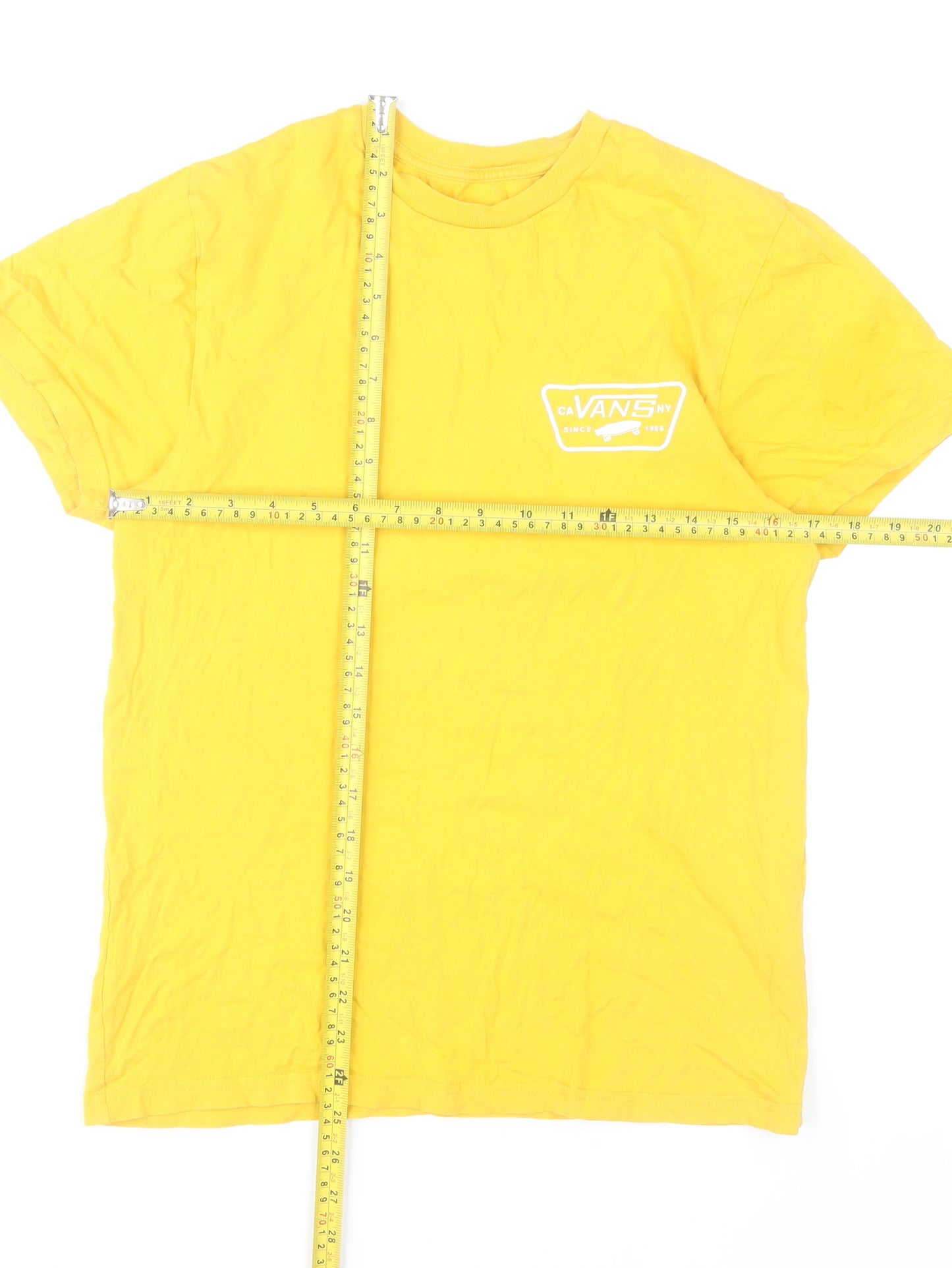 Vans Men’s Yellow Small Slim Fit Graphic Logo T-Shirt