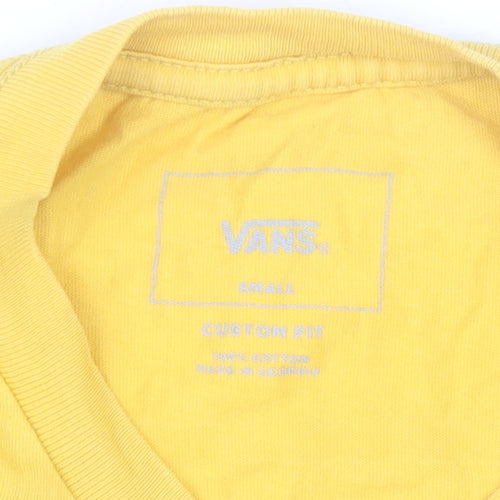 Vans Men’s Yellow Small Slim Fit Graphic Logo T-Shirt