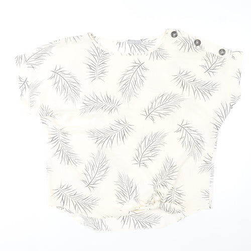Dorothy Perkins Womens Ivory Blouse Size 12 Button Detail Leaf Print