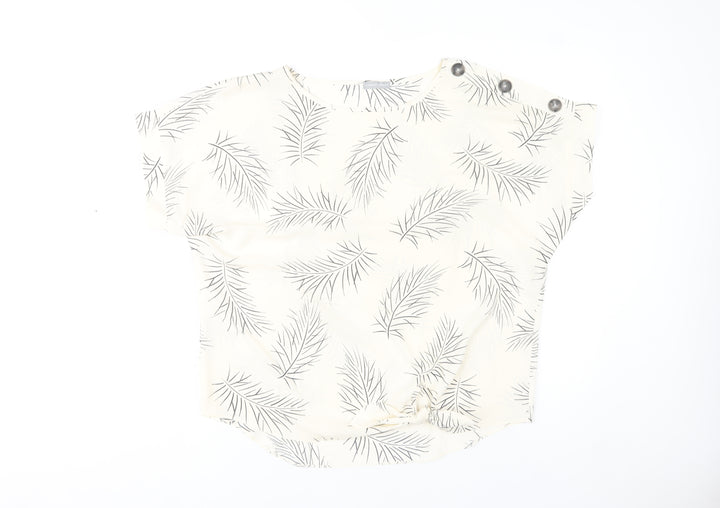 Dorothy Perkins Womens Ivory Blouse Size 12 Button Detail Leaf Print