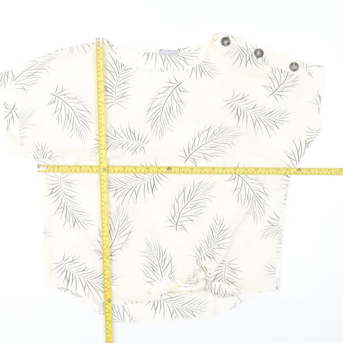 Dorothy Perkins Womens Ivory Blouse Size 12 Button Detail Leaf Print