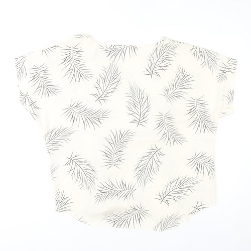 Dorothy Perkins Womens Ivory Blouse Size 12 Button Detail Leaf Print