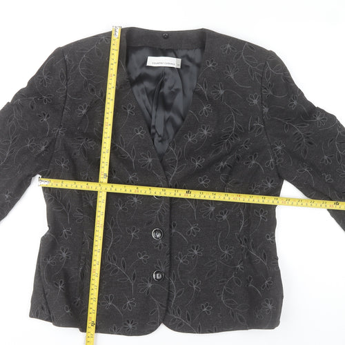 Country Casuals Womens Black Floral Blazer Size 16 Formal Jacket