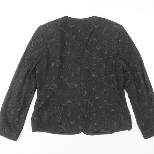 Country Casuals Womens Black Floral Blazer Size 16 Formal Jacket