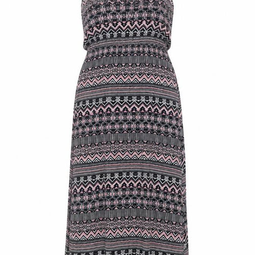 QED London Women’s Black Pink Aztec Maxi Dress Size M Sleeveless Scoop Neck