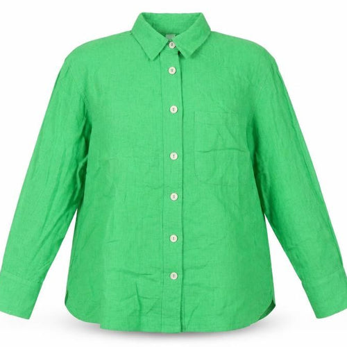 River Island Womens Green Button-Up Linen Blend Shirt UK S