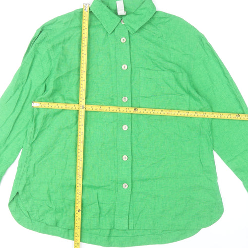 River Island Womens Green Button-Up Linen Blend Shirt UK S