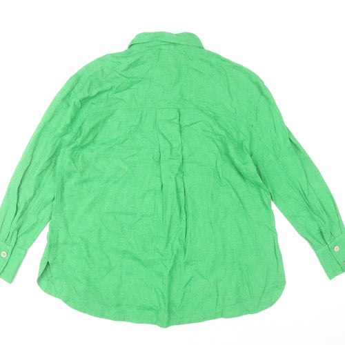 River Island Womens Green Button-Up Linen Blend Shirt UK S
