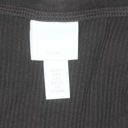 H&M Women Brown Tank Midi Dress Size 8 Cotton Stretch Scoop Neck