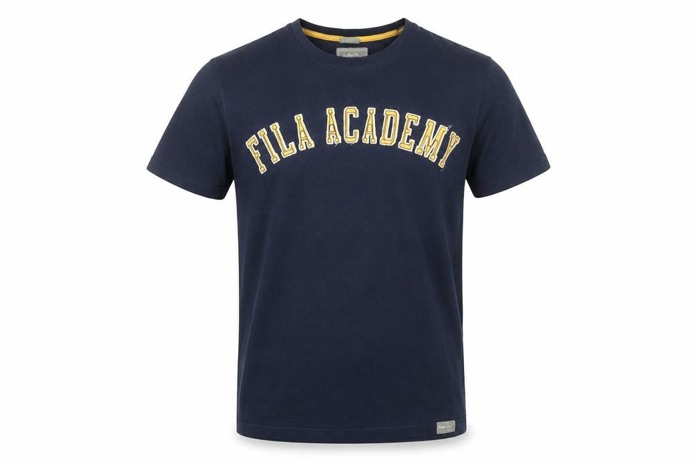 Fila Academy Mens Small Blue Crew Neck Graphic Logo T-Shirt