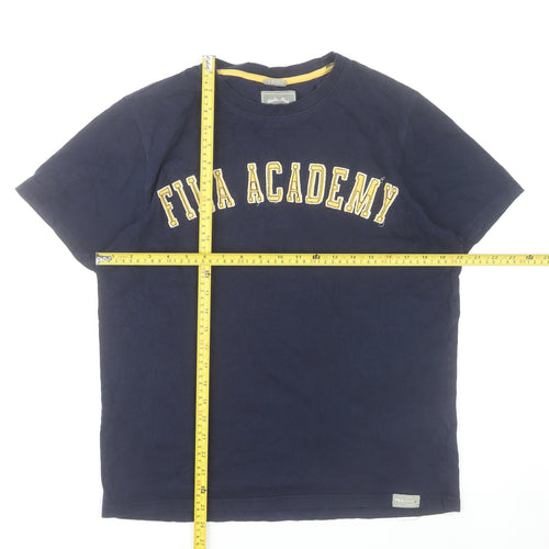 Fila Academy Mens Small Blue Crew Neck Graphic Logo T-Shirt