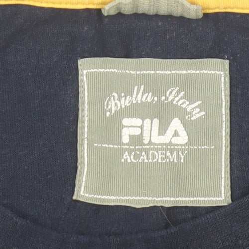 Fila Academy Mens Small Blue Crew Neck Graphic Logo T-Shirt