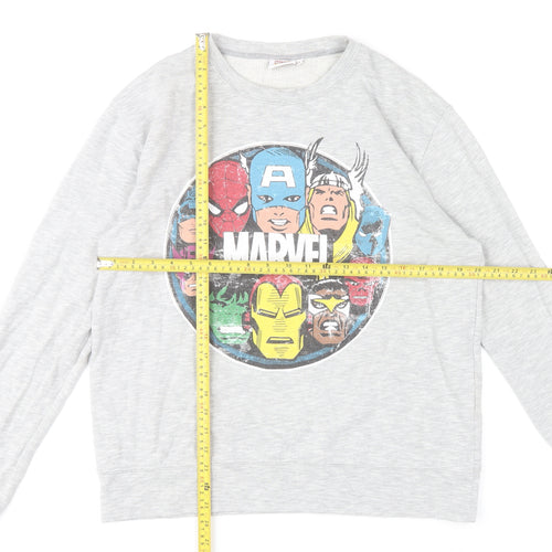 Marvel Mens Grey Sweatshirt L Pullover Comic Graphic Print